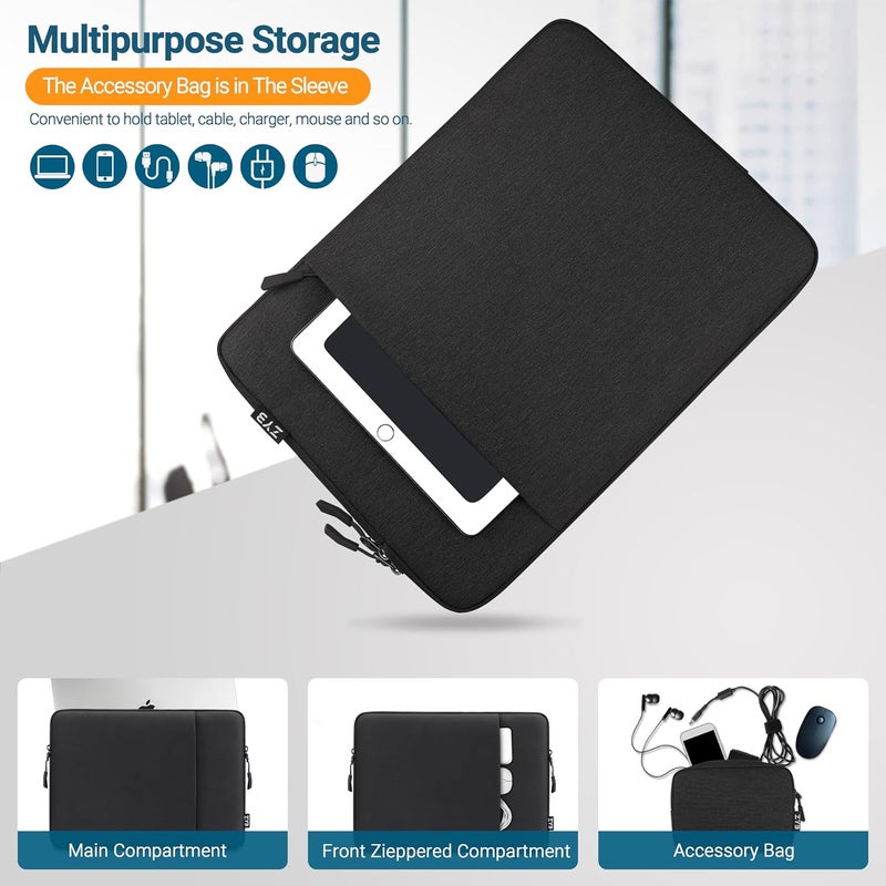 ZYB Laptop Case 13 Inch,13 Inch Laptop Sleeve for MacBook Air 13 13.6 M4 M3 M2 M1 2025-2017,MacBook Pro 14/13 M4 M3 M2 M1 2025-2012,HP Lenovo Dell 13.3" Computer Sleeve with Pocket&Accessory Bag-Black - Image 5